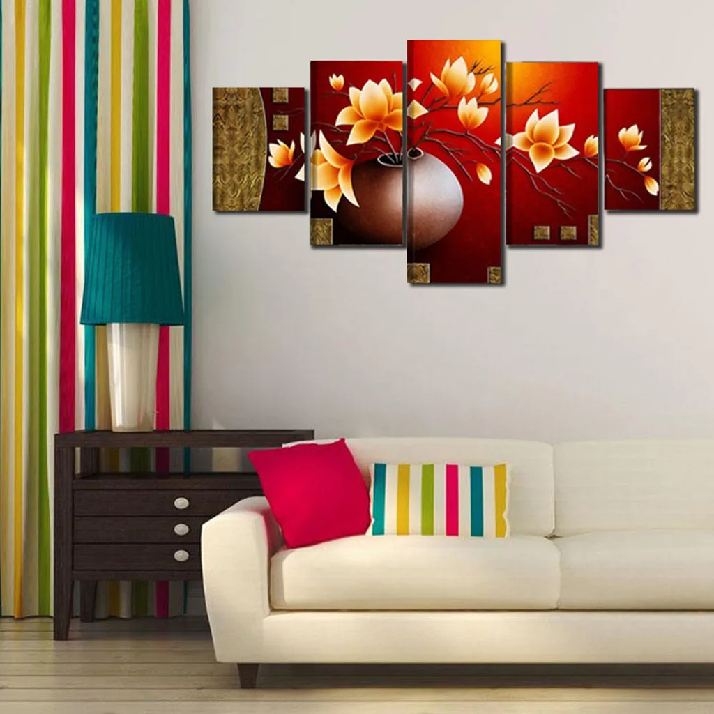 Living Room 5pc/set Flower Vase Canva Art Print Paintings Decor Picture Gifts 