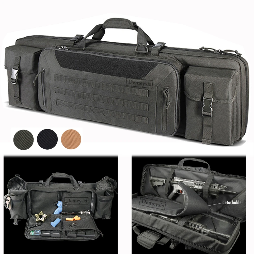 Tactical Double Rifle Bag Military Molle Gun Firearm Backpack Pistol Handgun Case Army Airsoft Hunting Shotgun Carry Padded Bags