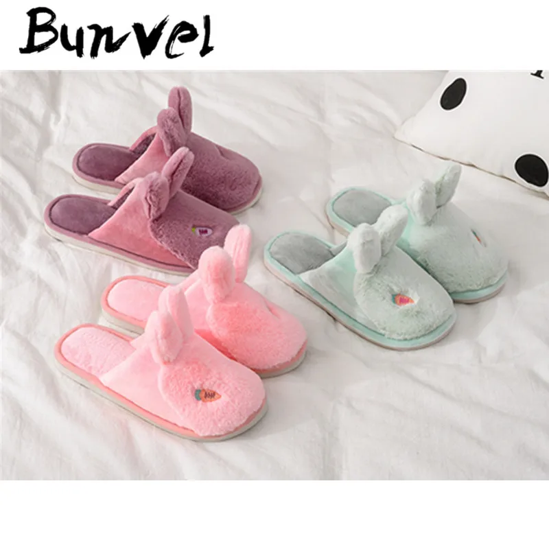 Bunvel/Детские домашние тапочки с животным узором; Детская домашняя обувь с заячьими ушками для девочек и мальчиков; теплая зимняя детская обувь для спальни