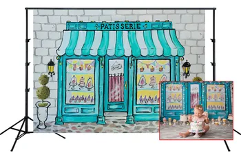 

children Backdrop professinal photo studio decoration dessert shop blue ice cream photographical background DecoratioSM-338