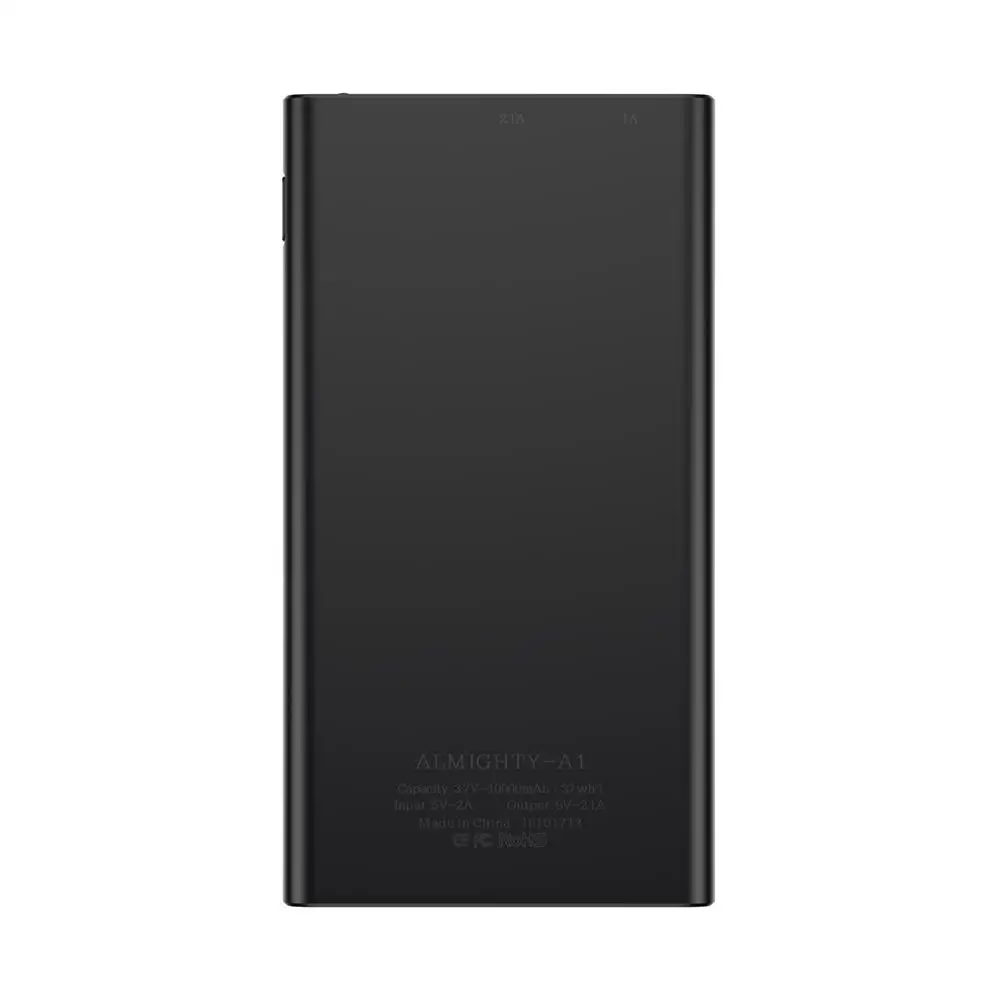 Черный A1 10000mA 5V износостойкий устойчивый к царапинам светодиодный внешний аккумулятор с двумя выходами USB для мобильного телефона