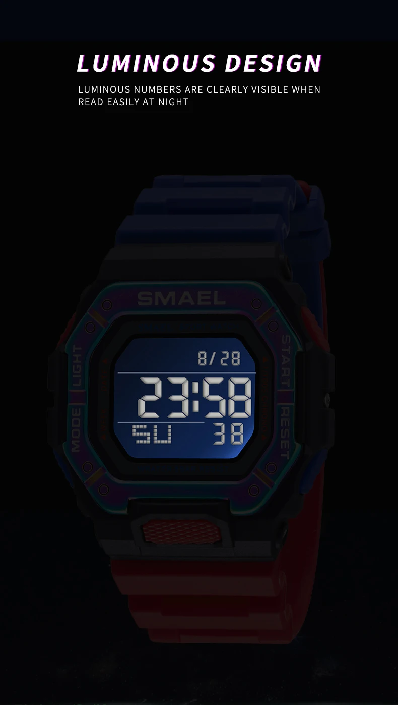 SMAEL Reloj Deportivo 2022 New Digital Men Watches Men Waterproof Sport Watch Sport PU Wristwatch Relojes Deportivos Zegarek