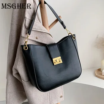 

MSGHER Solid Color PU Leather Crossbody Bags For Women 2020 Chain Simple Small Shoulder Messenger Bag Luxury Quality Handbags