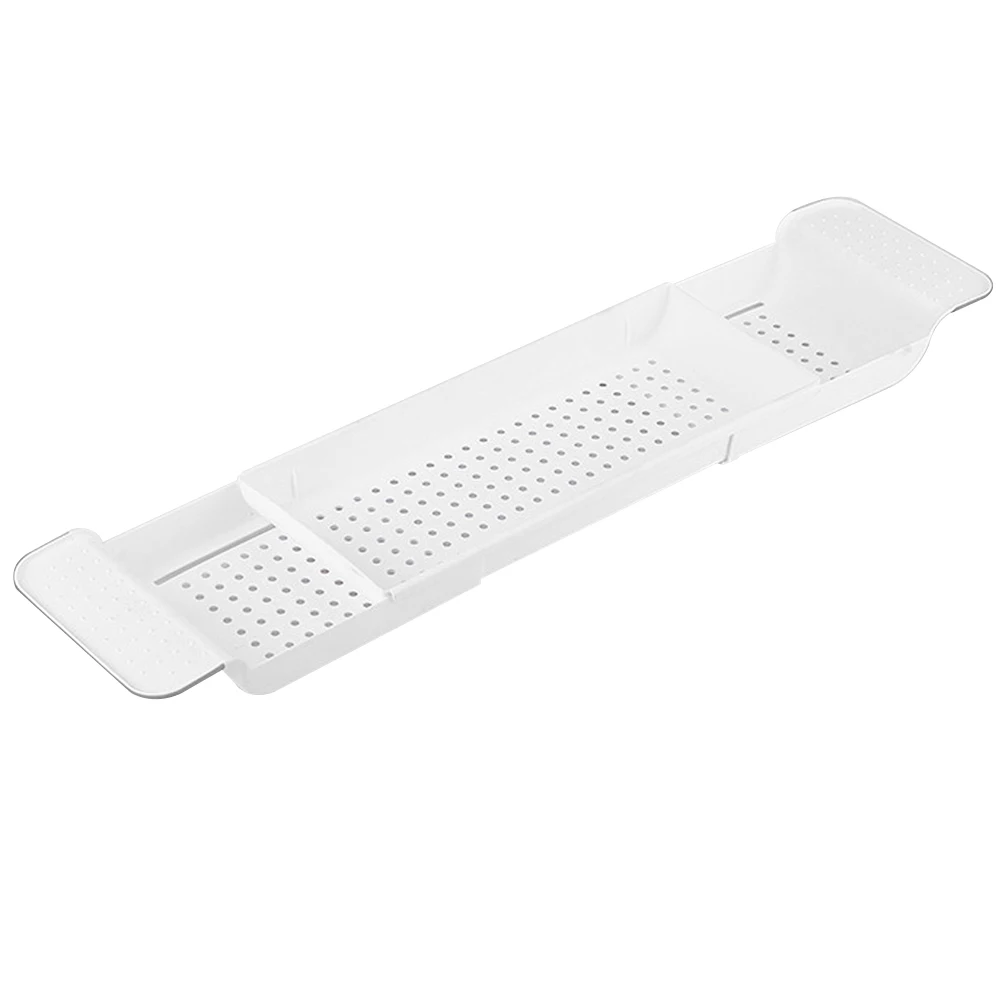 Белый 1PC Drain Scalable Bathtub Tray Hollow out Shower Organizer Plastic Storage Rack for Bathroom Toilet Dark - Цвет: Белый