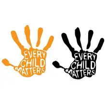 Every Child Matters Creative Handprint Sticker Home Wall Window Decorations Car Exterior PVC Stickers Black/Orange 13.97x13.97CM
