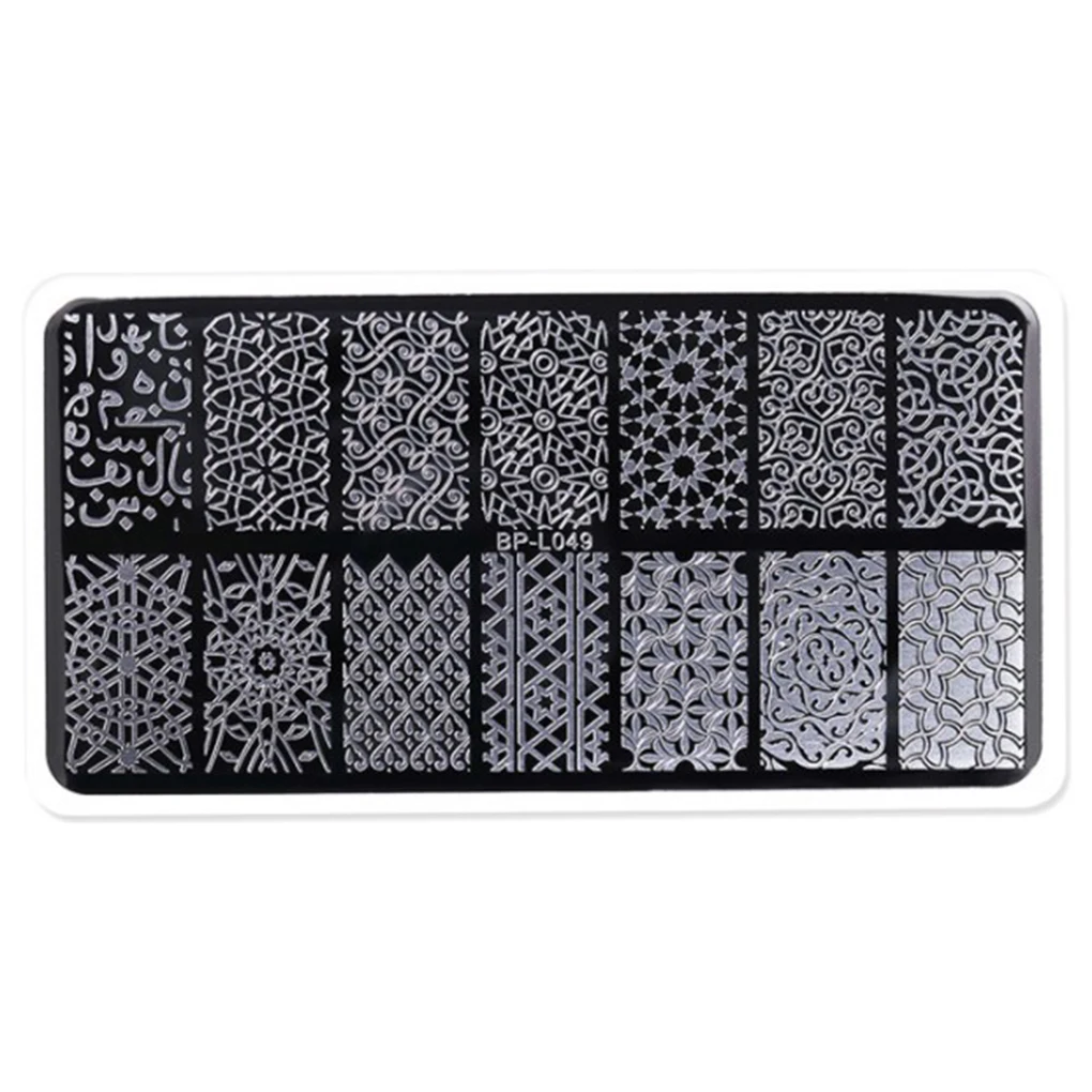 Примеры глубины гравировки по ногтей Stamp Plate 3D прямоугольник с геометрическим узором Дизайн ногтей гель лак пластины для стемпинга - Цвет: NO.6