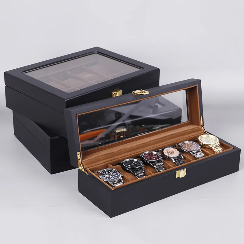 

Tan yun Zhiyuan Matte Baked Paint 61012 Watch Box Customizable Jewelry Storage Packaging Box Wooden Box