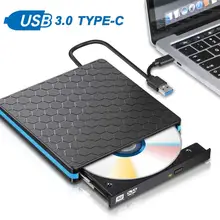 Внешний DVD привод USB 3,0 Тип C CD привод двойной порт DVD-RW плеер высокоскоростной передачи данных для ноутбук, настольный компьютер ПК