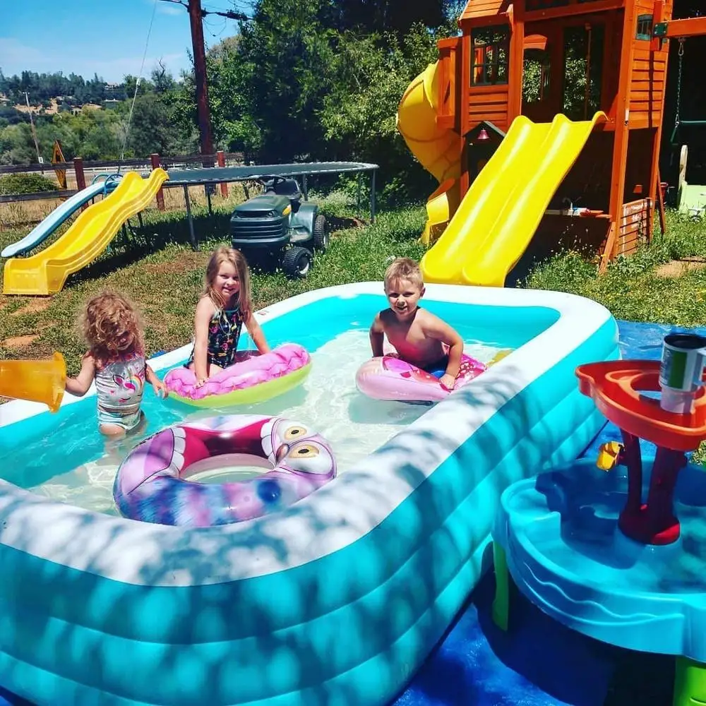 

Inflatable Swimming Pools, Inflatable Kiddie Pools, Family Swimming Pool, Swim Center for Kids, Adults, Babies, 82"x58.5"x23.4"