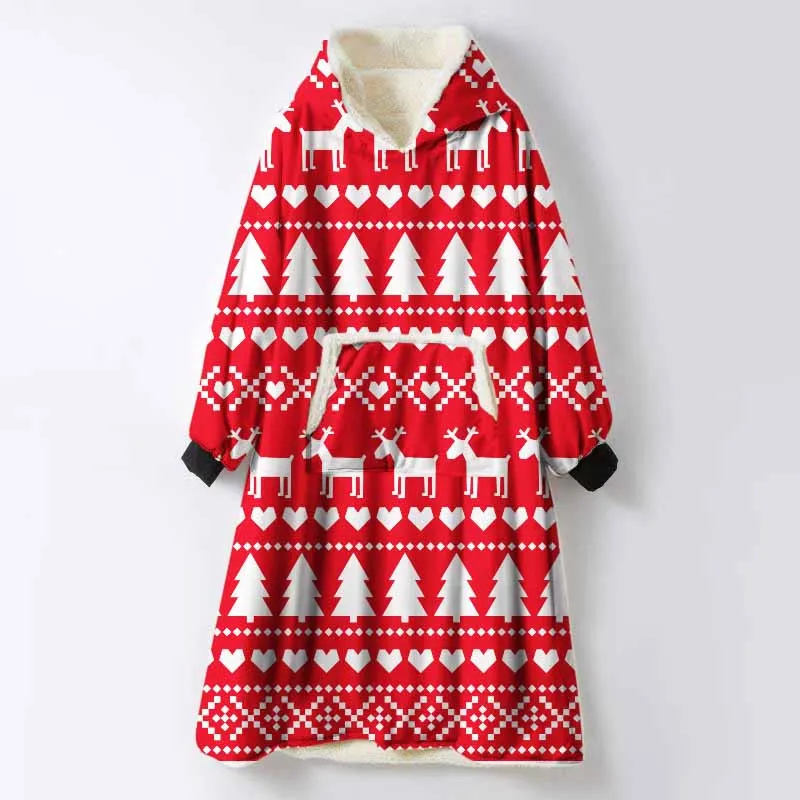Merry Christmas Лось с капюшоном одеяло для взрослых толстый дорожный свитер кровать диван одеяло с рукавами верхний пуловер с капюшоном плед - Цвет: COLOR 21