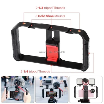 

Smartphone Video Rig w 3 Shoe Mounts Filmmaking Handheld Phone Video Stabilizer Grip Case Tripod Mount Stand Dropship