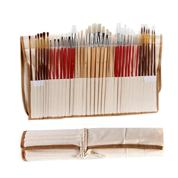 

38Pcs Paint Brushes Set With Canvas Bag For Oil Acrylic Watercolor Painting Long Wooden Handle Multifunction Brush Art Supplies