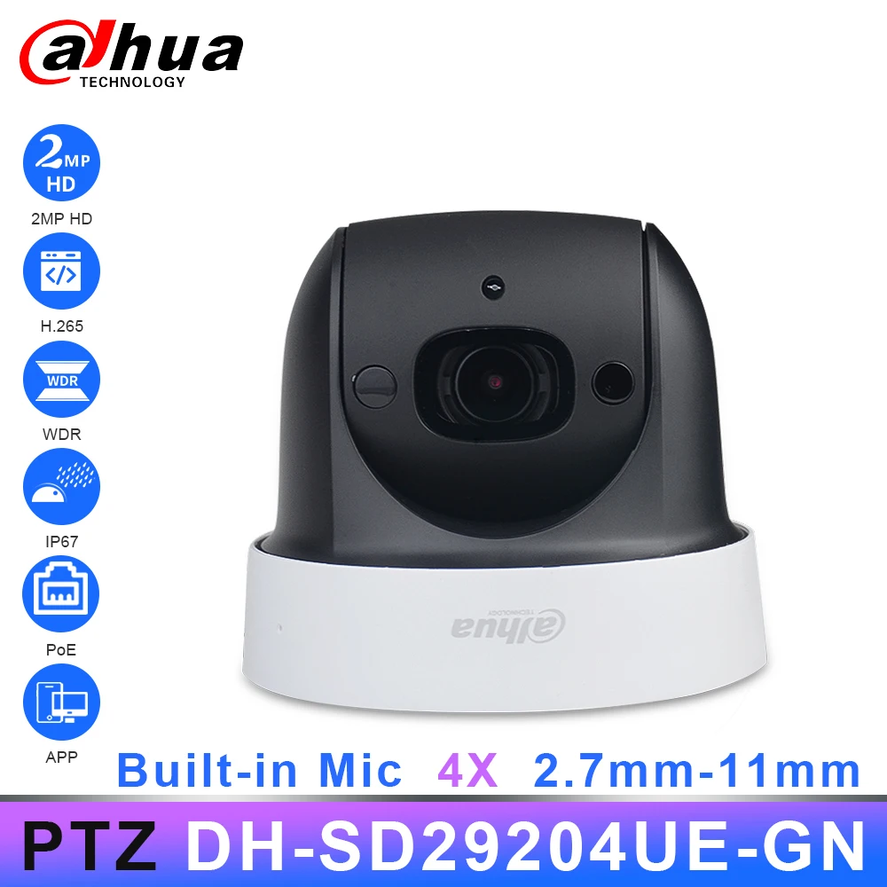 Оригинальная сетевая камера Dahua PTZ IP 2 МП PoE 4X 7 11 мм ZOOM встроенный микрофон 30 м Starlight