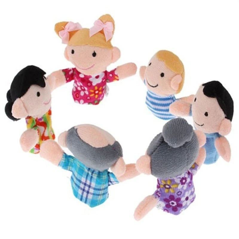 Горячая Распродажа, 6 шт./setHappy, семейные пальчиковые куклы, тканевая кукла, Детские Ранние развивающие плюшевые игрушки, ручная детская игрушка, история, детские подарки