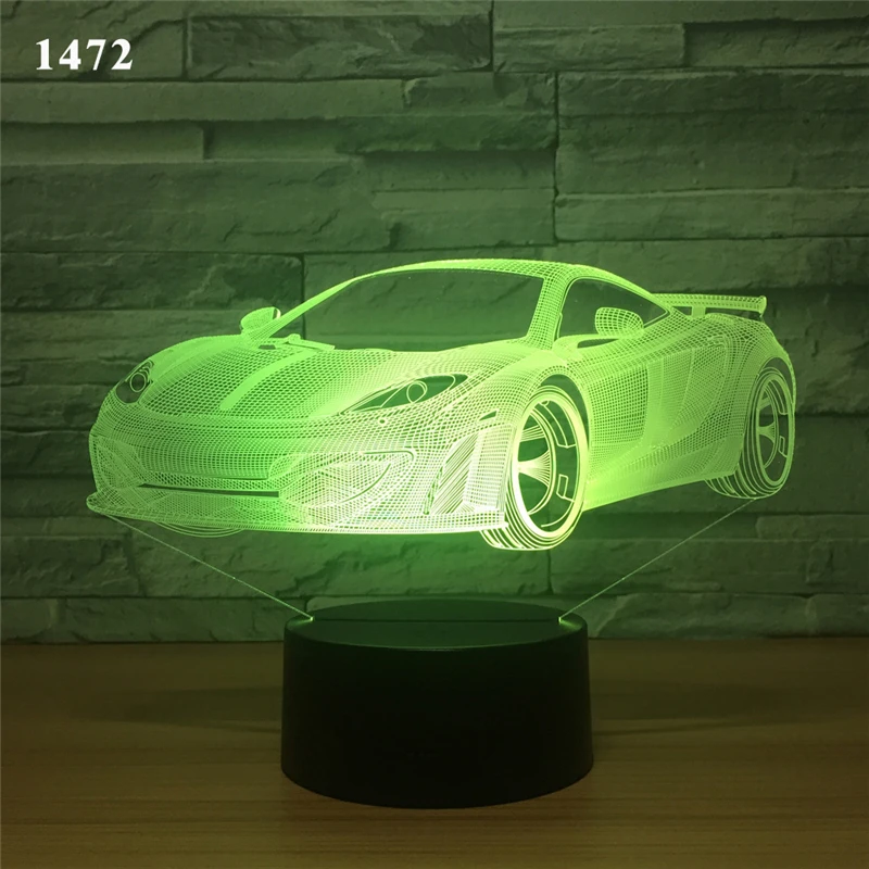 3D ночник спортивный автомобиль светодиодный ночник SportsCar RGB цвет классный супер акриловый детский USB атмосферу домашний декор настольная лампа - Испускаемый цвет: 74