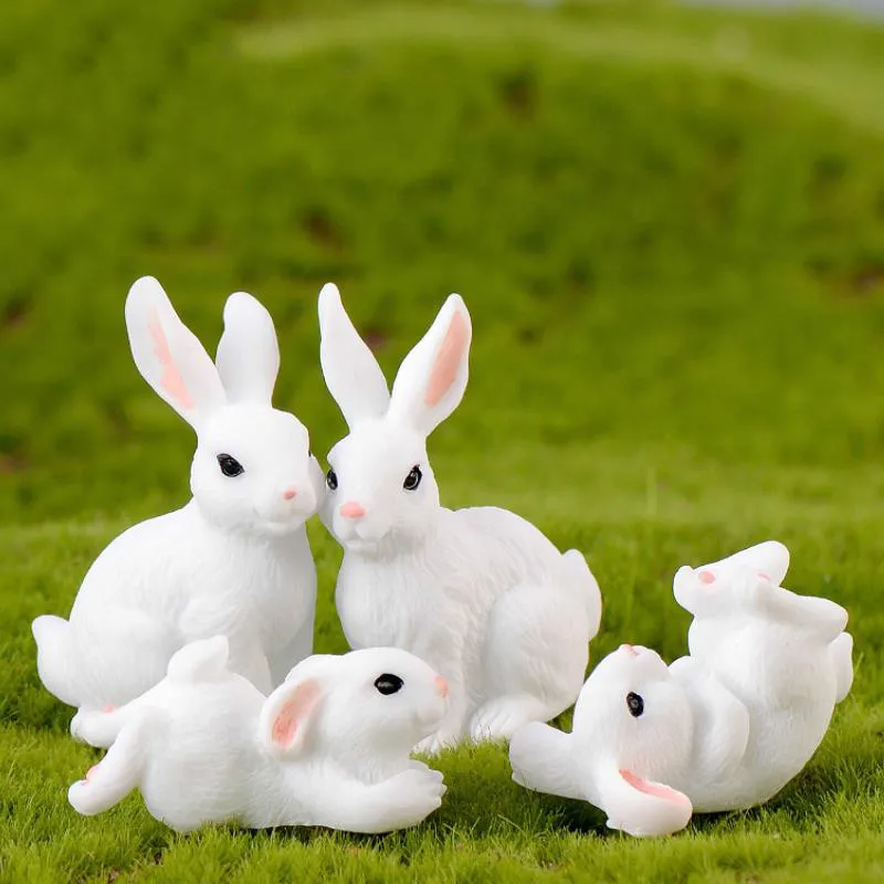 1 шт. Новинка Kawaii кролик фигурка игрушка мультфильм милые животные модель кролик DIY Смола ручная работа орнамент подарок
