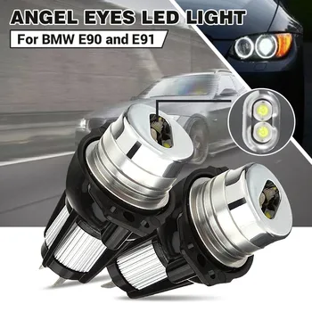 

2X 6500k White Angel Eyes LED Side Marker Light Fog Light Bulb Halo Ring Headlights for BMW E90 E91 3 Series 2006 2007 2008