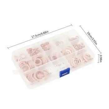 

300Pcs/Box Copper Washer Gasket Flat O-Ring Sealing Assortment Kit M5-M20 Storing And Carrying.