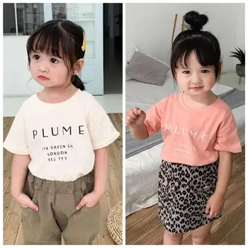 

Spring And Summer Children's Shirt Knitted Cotton Round Neck Short Sleeve Letter Printing Children's T-shirt
