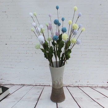 

3pcs/lot Fake Wildflower Echinops Thistle Flower Bush Artificial Floral Branch Home Decor Small Daisy Wedding Bouquet Party