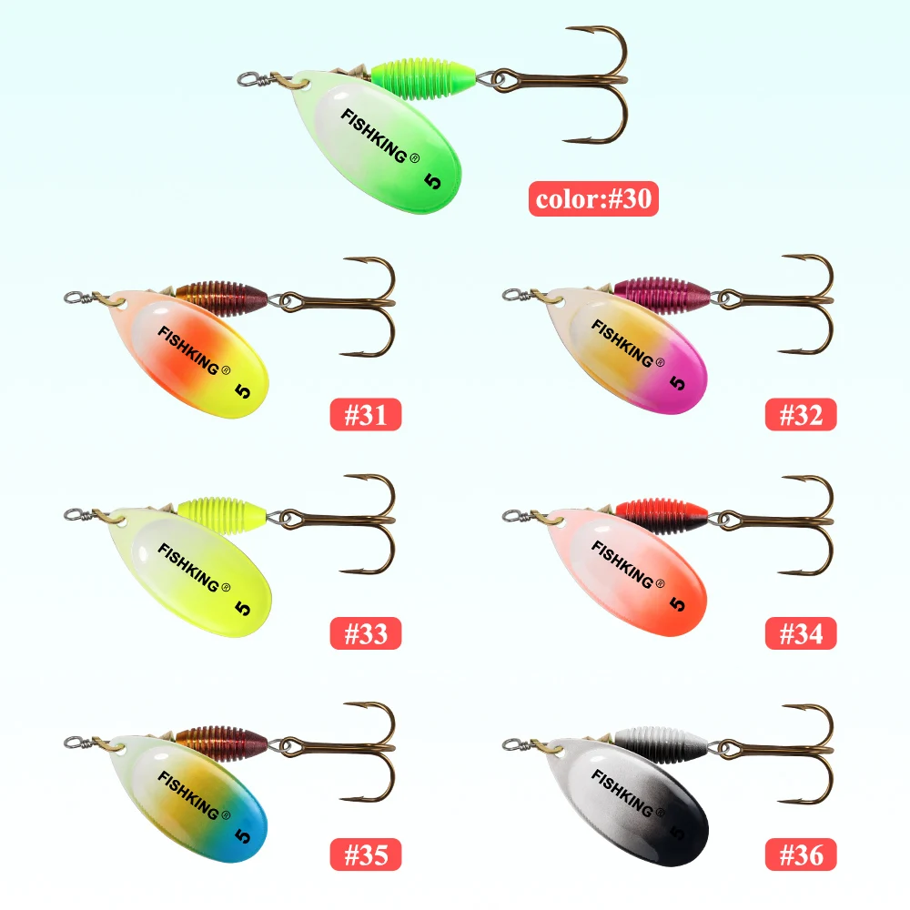 Leurre métal spinner FISH KING 4g à 14g - Appât dur avec hameçon triple pour brochet