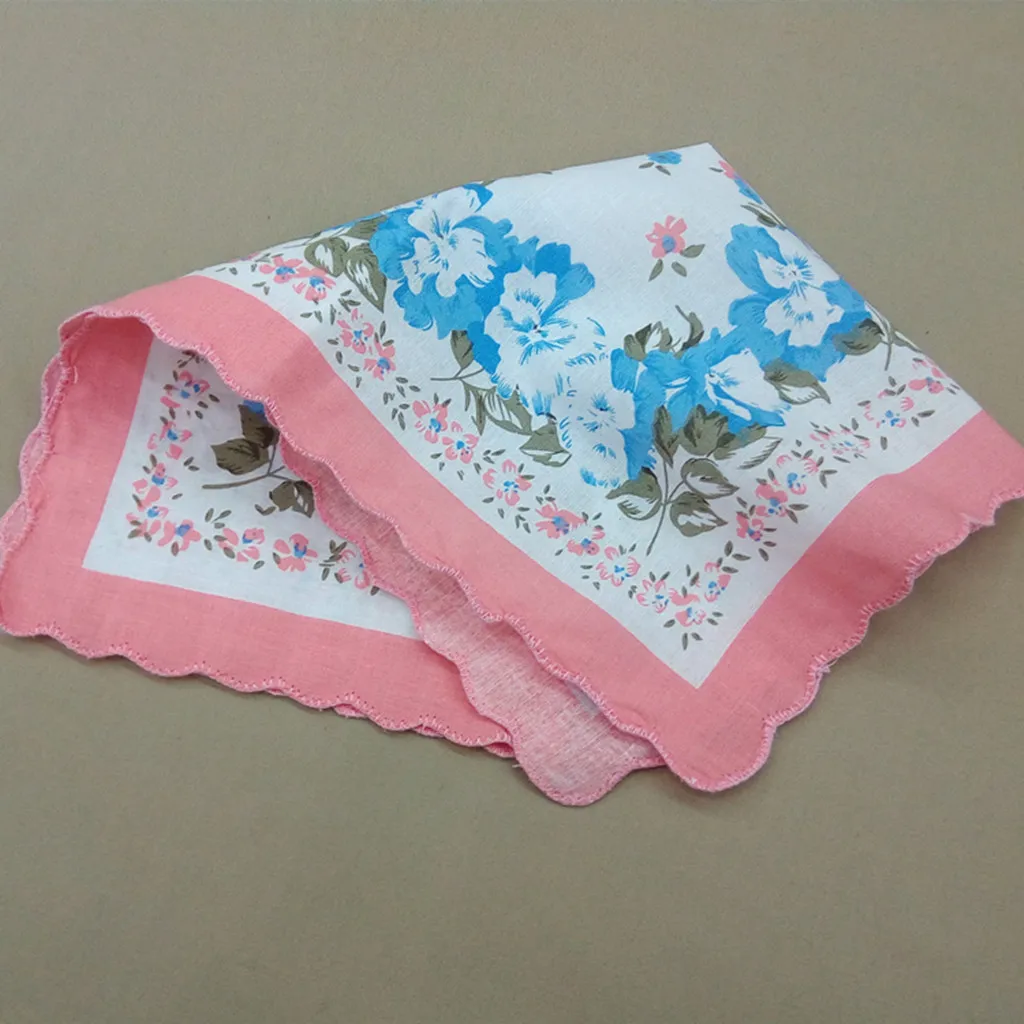 12pcs Womens cotton floral handkerchief Vintage Floral Print lady Handkerchief Pocket Hanky Bulk Set