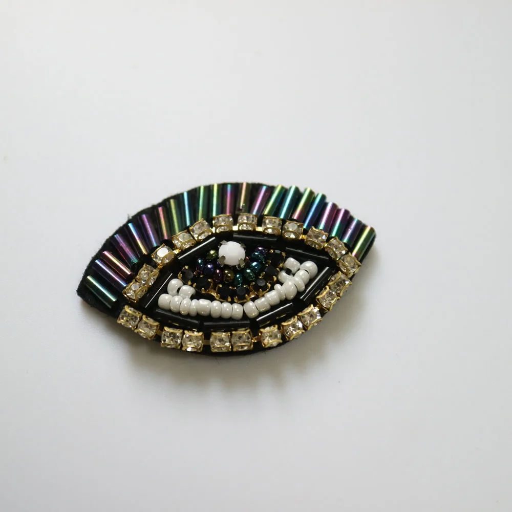 1pc beaded embroidered eye Patches for Clothing sew on rhinestonen eyes parches Appliques Decoration Badge parche