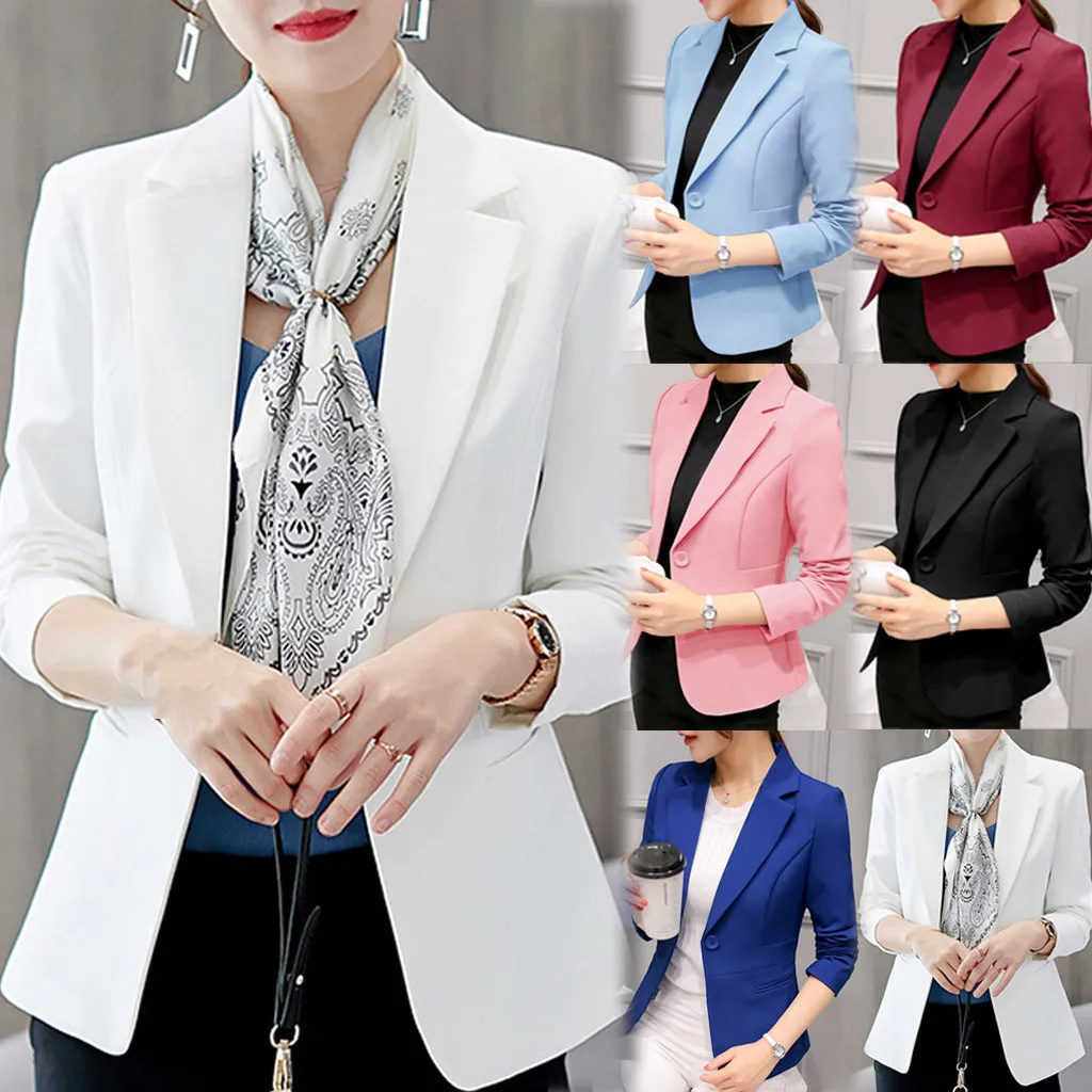 Women Blazer Formal Blazers Ladies Long Sleeve Double-Breasted Slim Lady Office Work Suit Coat Femme Jackets Overcoat#WS