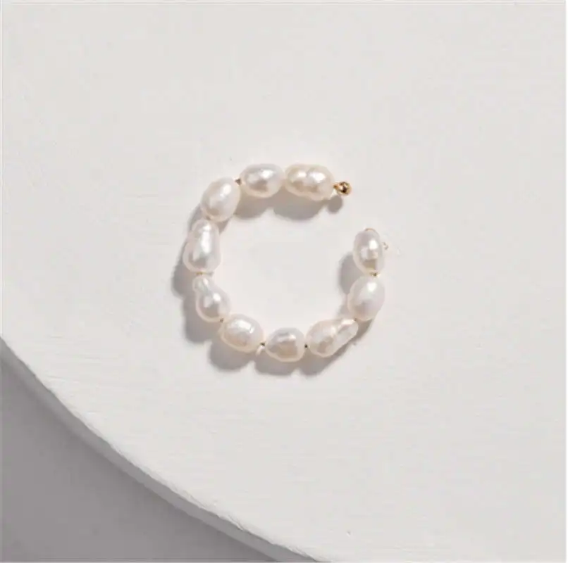 pearl 1pc Богемные Кафф с кристаллами серьги для женщин многоцветный C-shape без проколов маленькие серьги свадебные серьги клипсы Ювелирные изделия Подарки - Окраска металла: pearl 1pc