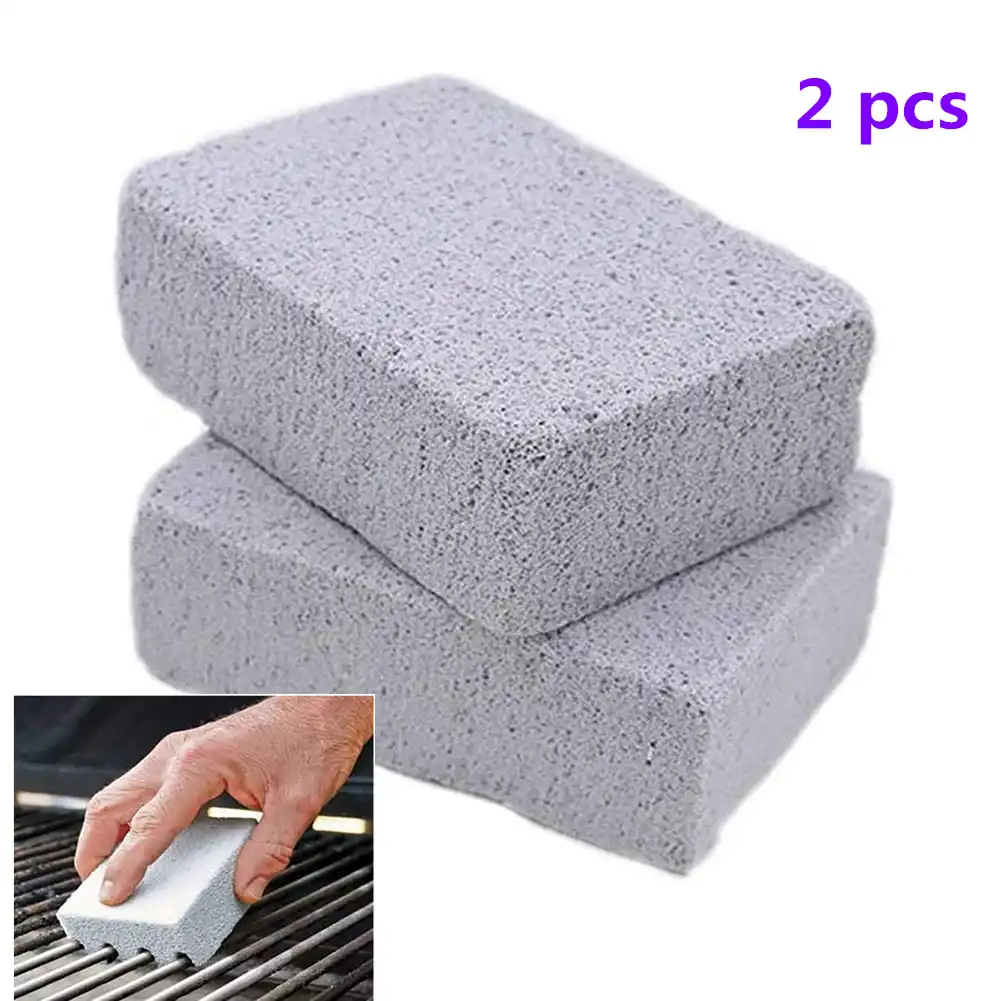 l 2Pcs BBQ Grill Cleaning Brick Block Barbecue Cleaning Stone BBQ Racks Stains Grease Cleaner