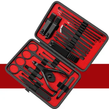 

23PCS Stainless Steel Manicure Pedicure Kit Professional Nail Clipper Set Cuticle Eagle Hook Tweezer Nail File Foot Care Tools