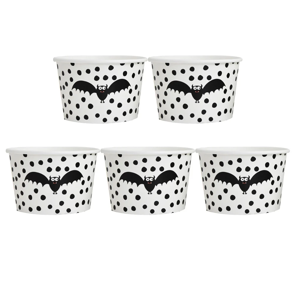 

5Pcs Paper Bowls Chic Cute Halloween Element Delicate Cartoon Paper Tableware Cutlery for Kitchen Restaurant