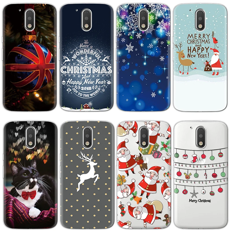 

Christmas xmas gift Elk Soft Cases for Coque Motorola Moto C E4 E5 G3 G4 G5 G5S G6 G7 Z Z2 Z3 Z4 Plus Play Power One Case Cover