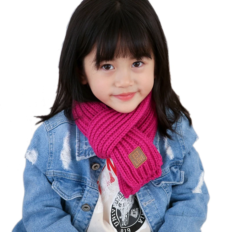 Детские зимние теплые трикотажные шарфы однотонные плотные теплые шейные шарфы для мальчиков и девочек шейный платок