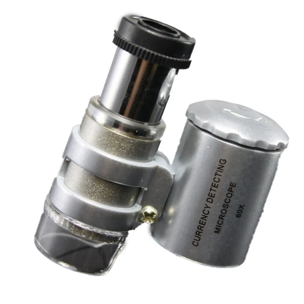 

Durable Fashion Creative Mini 60X Pocket Microscope Jewelry Magnifier Loupe Glass LED UV Light Brand New