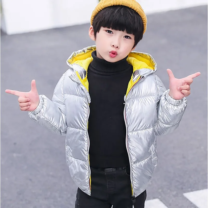 

Winter Baby Kids Girls Boys Polyester Hooded Down Jackets Fashion Solid Color Windproof And Warm Thickening Children's Down Coat