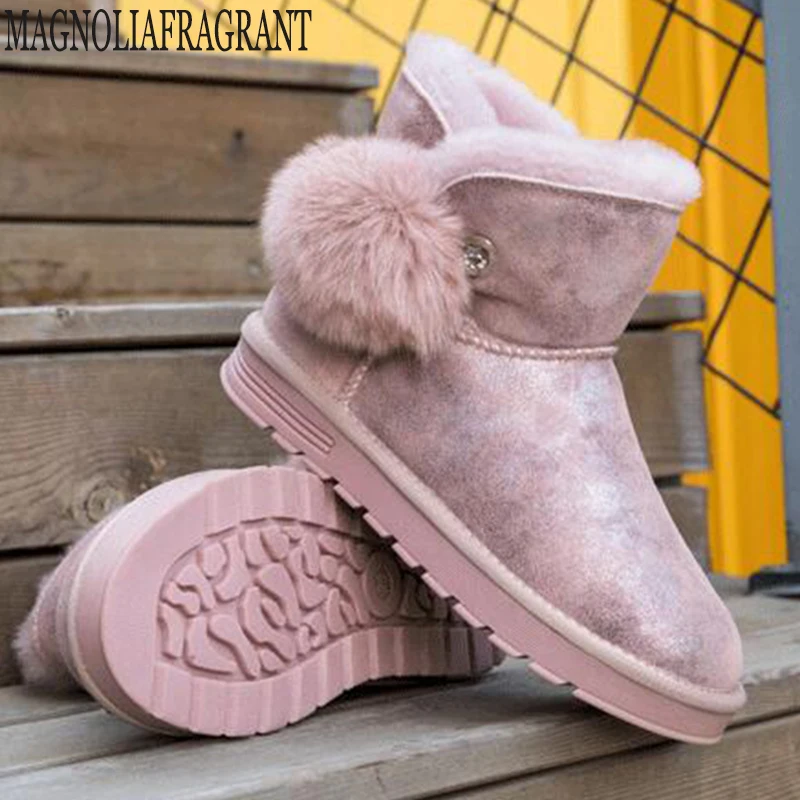 

Winter New Warm Student shoes woman Ankle Boots Leather cotton wool snow boots Women booties botas mujer invierno 2019 y237