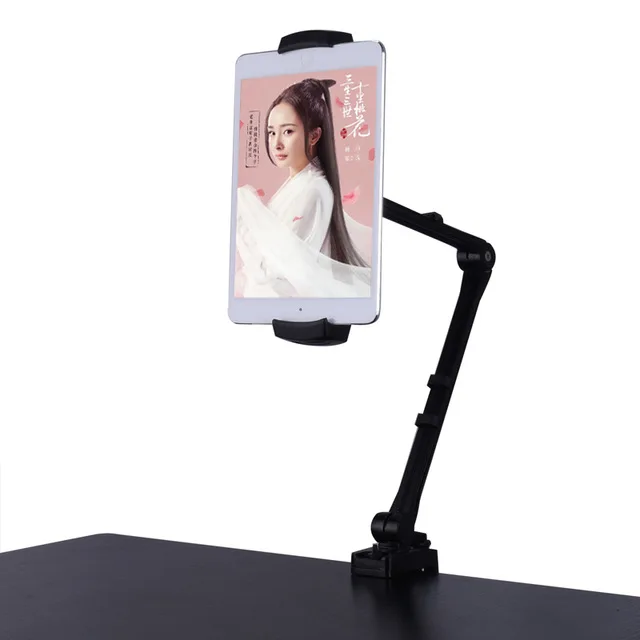 Подставка для планшета, держатель для iPad Pro 11 12,9 10,5 Mini 4/5 Air 2, держатель для телефона и планшета, крепление на кровать, стол, алюминиевая длинная Подставка для рук - Цвет: B black