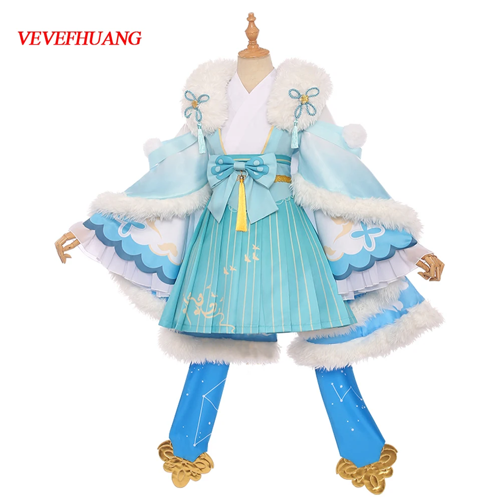 

VEVEFHUANG Honkai Impact 3 Theresa Apocalypse New Moon Night Stargazing Elegant Kimono Lovely Uniform Cosplay Halloween Costume
