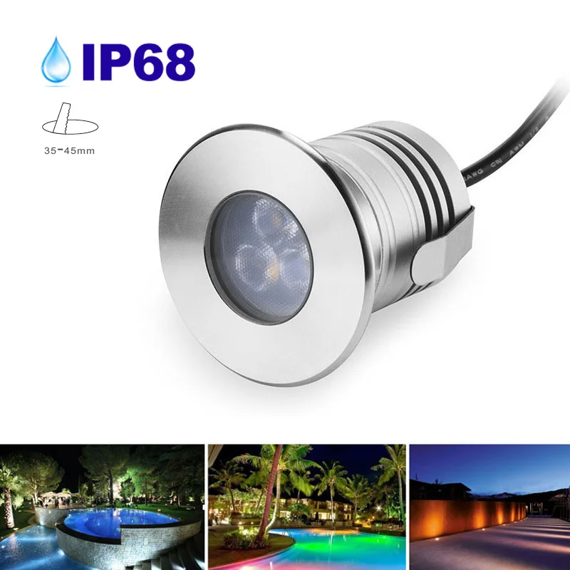 

12pcs/lot IP68 Waterproof Underwater Light DC12V 24V 3W Pond Waterfall Fountain Spa Sauna LED Spotlight Lamp Swimming Pool Light