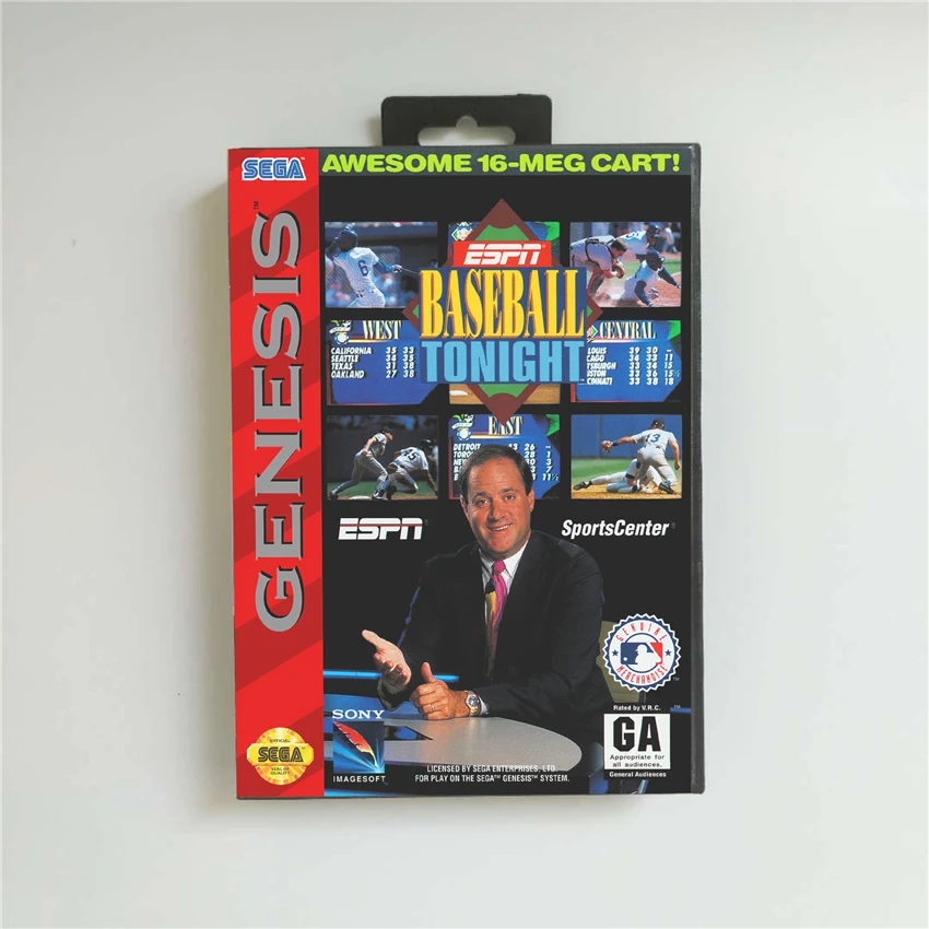 

Baseball Tonight - USA Cover With Retail Box 16 Bit MD Game Card for Sega Megadrive Genesis Video Game Console