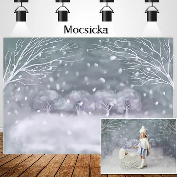 

Mocsicka Winter Wonderland Snow Photographic Studio Photo Background Oil Painting Backdrop Children Birthday Photo Backdrops
