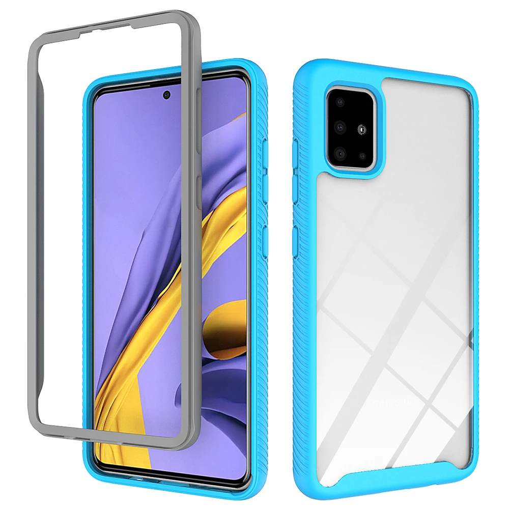 Clear 360 Phone Case For Samsung Galaxy M51 M31 A50 A50S A20S A10S A30S A20 A30 A10 A70 A20E 2 in 1 Frame Armor Shockproof Cover