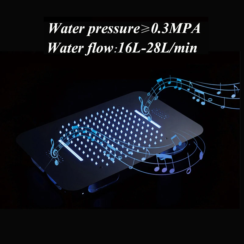 Bluetooth Music Playback Bathroom Polished Rainfall Shower Faucet Thermostatic Faucet Mixer Embedded Ceiling Mounted Shower
