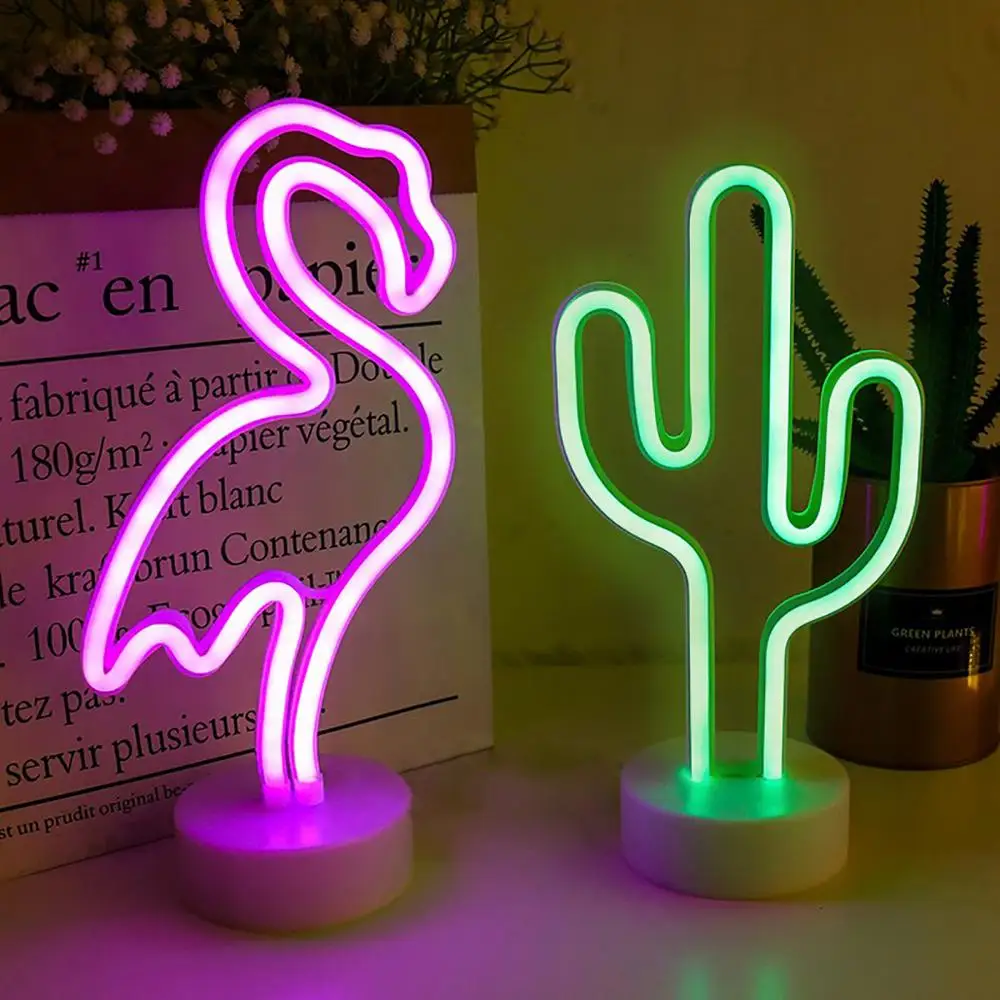 Battery Flamingo LED Neon Light Signs Home Decoration Lamp For Kid Gift US 