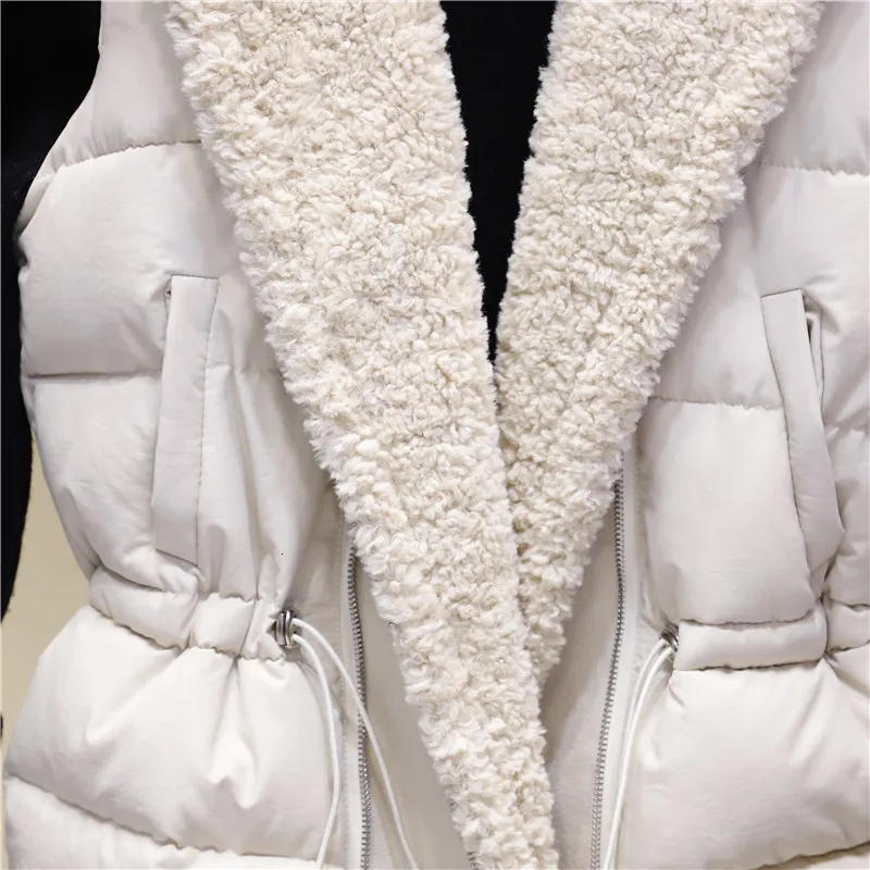Овечья шерсть жилет женский пальто зима корейский Свободный Длинный Стиль утепленный жилет пуховый хлопковый жилет куртка
