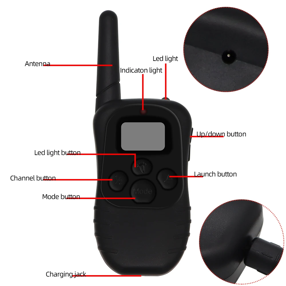 300M Dog Training Collar Pet Remote Control Backlight LCD Display Rechargeable Waterproof and Vibration 998DB-1