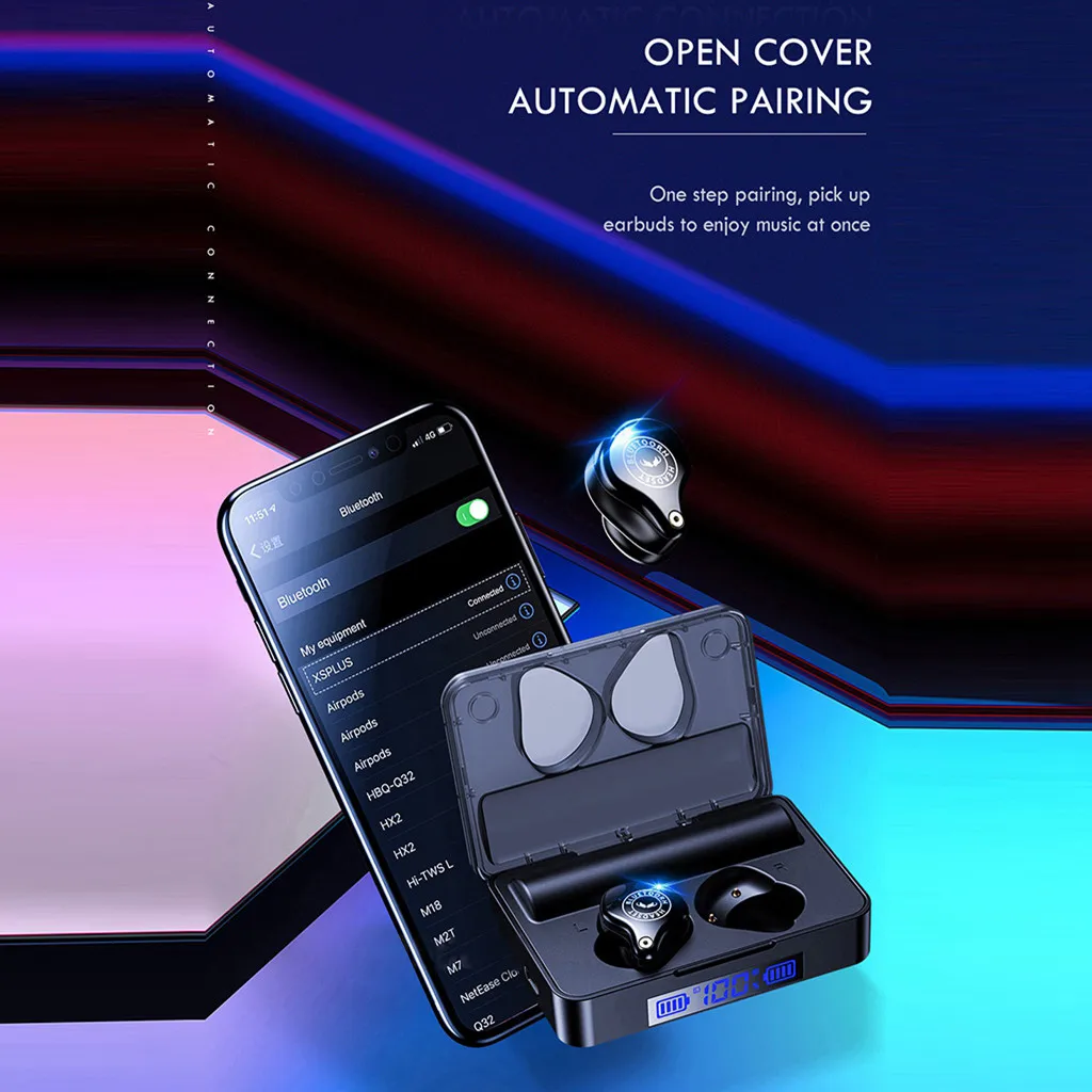 50# Bluetooth наушники TWS 5,0 в водонепроницаемые стерео беспроводные наушники с шумоподавлением, игровая гарнитура, светодиодный дисплей, наушники