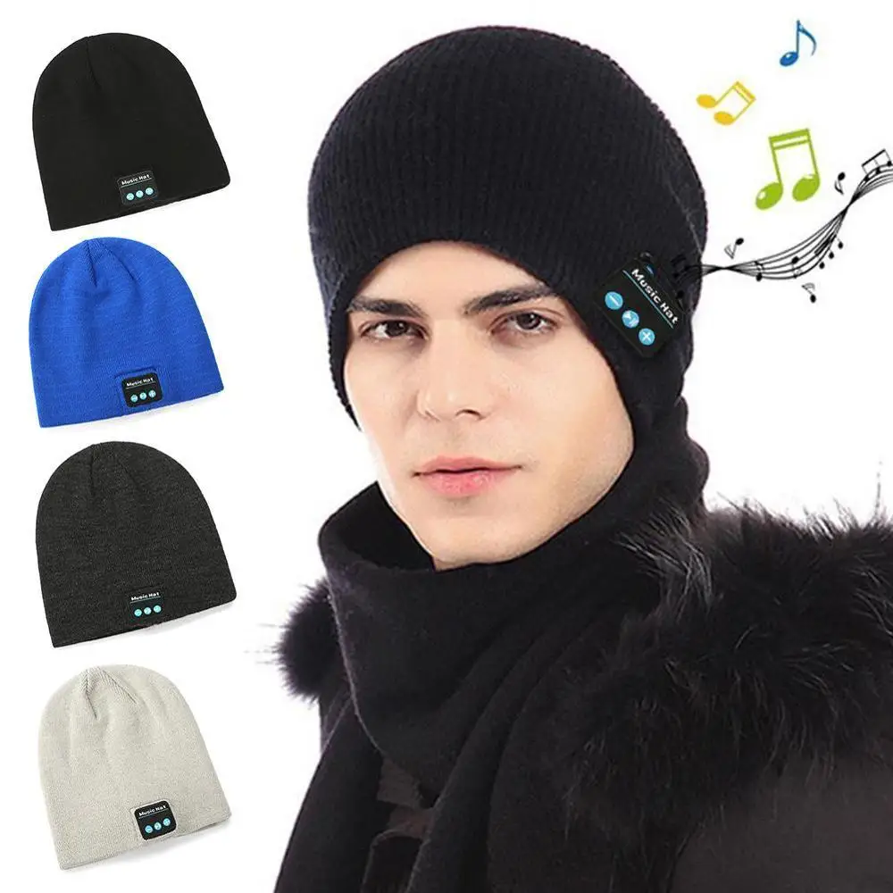 Outdoor Bluetooth V5 0 Headset Cap Wireless Hat Fashion Headphones Music Smart Warm Beanies Winter Hat with Speaker Mic TF Card