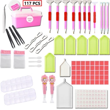 

117Pcs 5D Diamond Painting Tool Diamond Embroidery Accessory Full Kit Pen Glue Tweezer With Storage Box DIY Rhinestone Craft Set